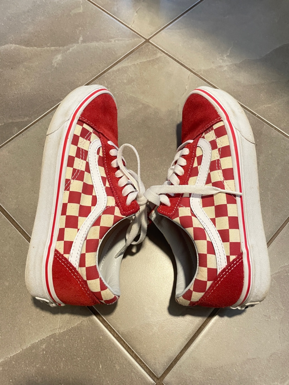 Vans Old Skool Red Checkerboard Sneakers - Picture 3 of 6